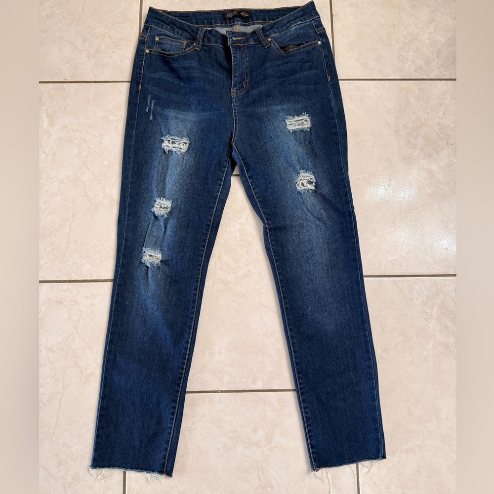 Ci Sono Dark Blue Distressed Skinny Jeans